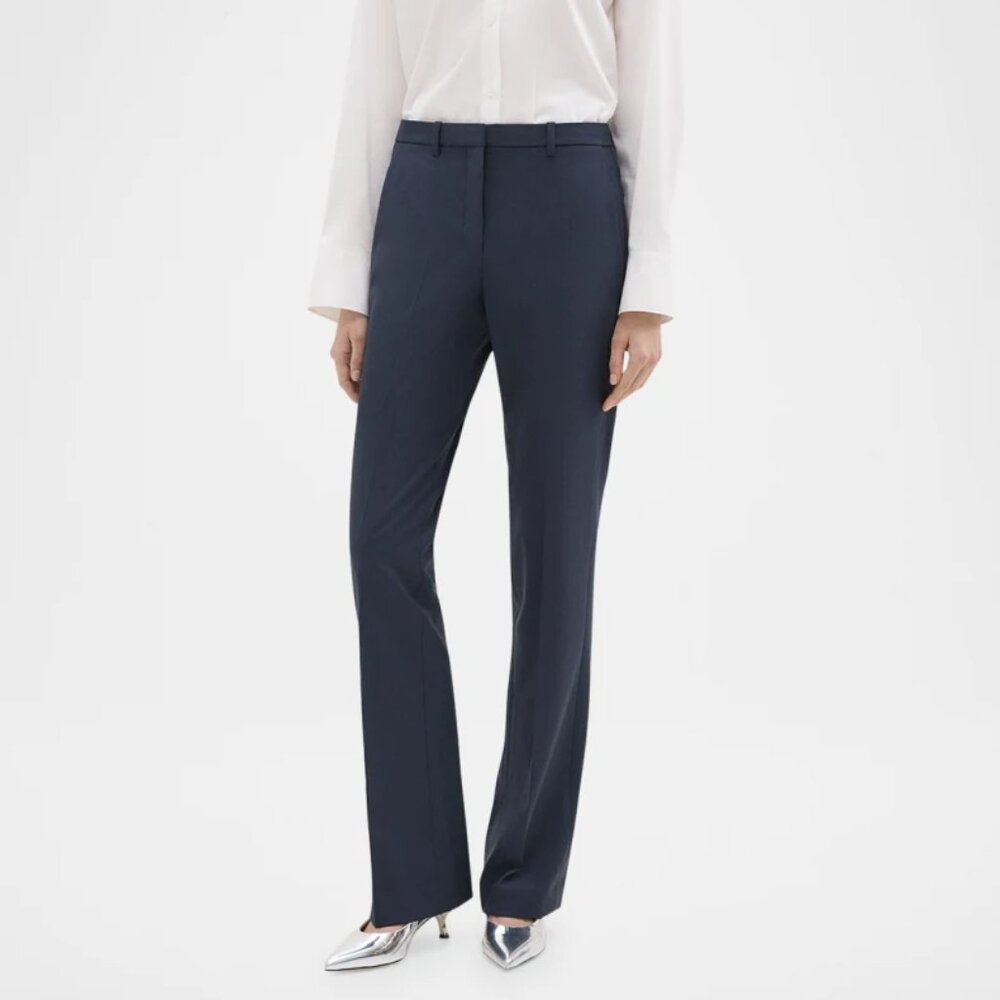 NWT Theory Tailored Pant in Sevona Stretch Wool - Navy (Size 10)